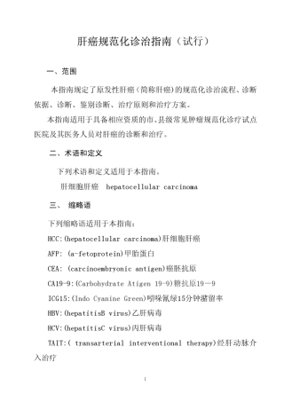 肝癌规范化诊治指南