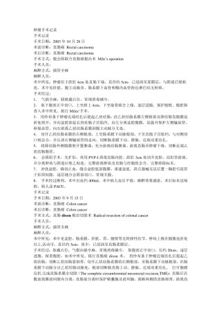 肿瘤手术记录