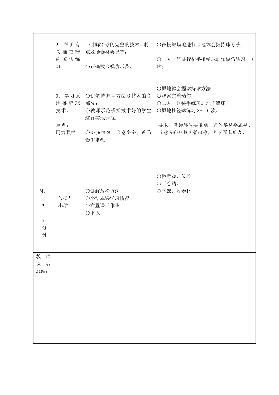 背向滑步推铅球技术(完整教案)_第2页