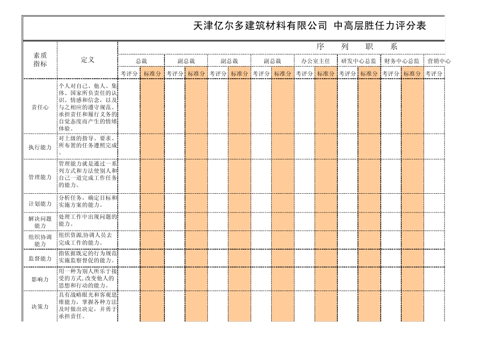 胜任力评分表中高层_第1页