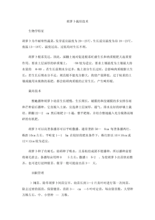 胡萝卜栽培技术