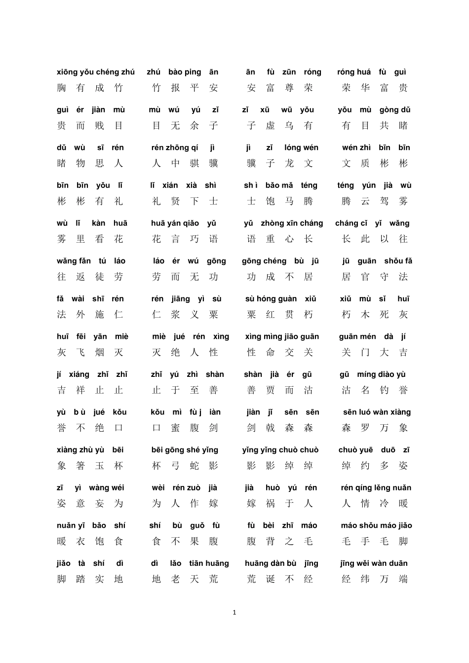 胸有成竹成语接龙(带拼音)_第1页