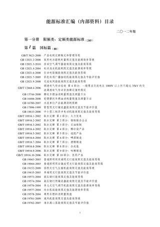 能源标准汇编(2012年版)目录