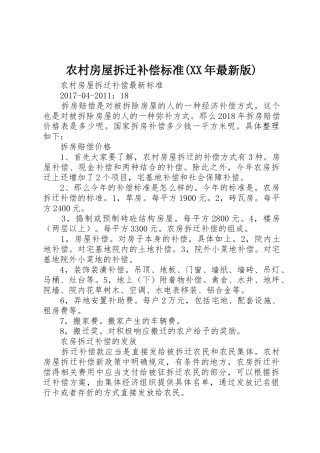 农村房屋拆迁补偿标准(XX年最新版)_1