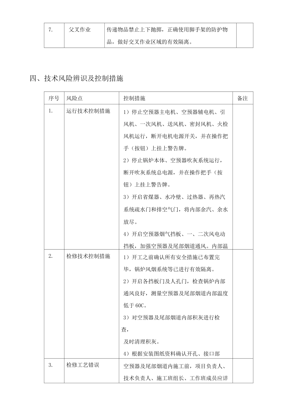 燃煤锅炉空预器及尾部烟道施工有限空间四措两案_第3页