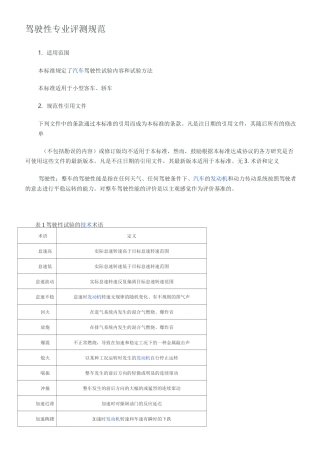 驾驶性专业评测规范