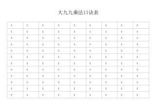 乘法口诀表到乘