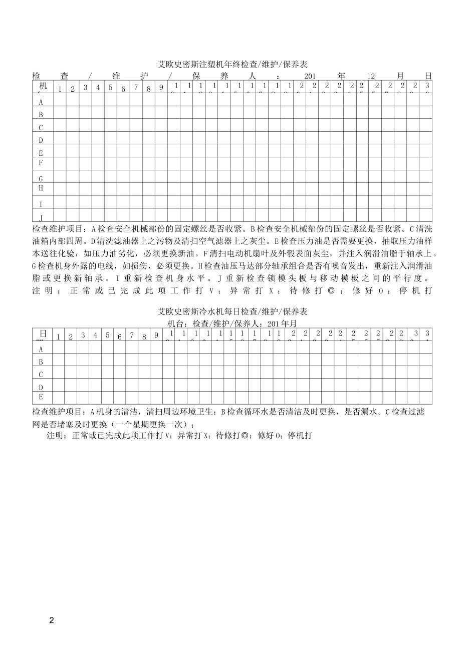 注塑设备点检表_第2页