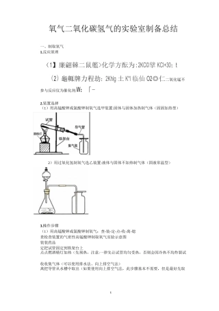 氧气二氧化碳氢气的实验室制备总结