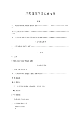 风险管理项目实施方案