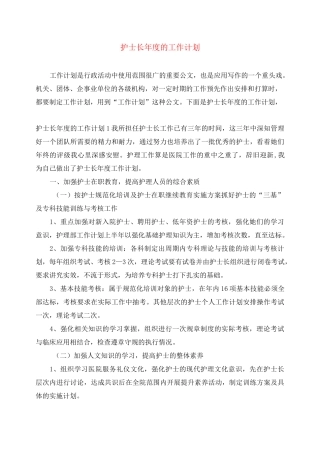 护士长年度的工作计划