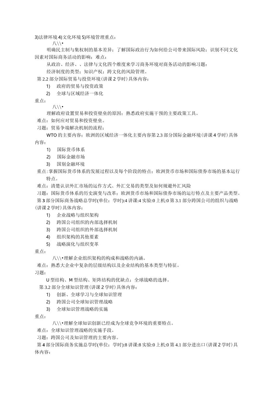国际贸易专业国际商务教学大纲_第3页