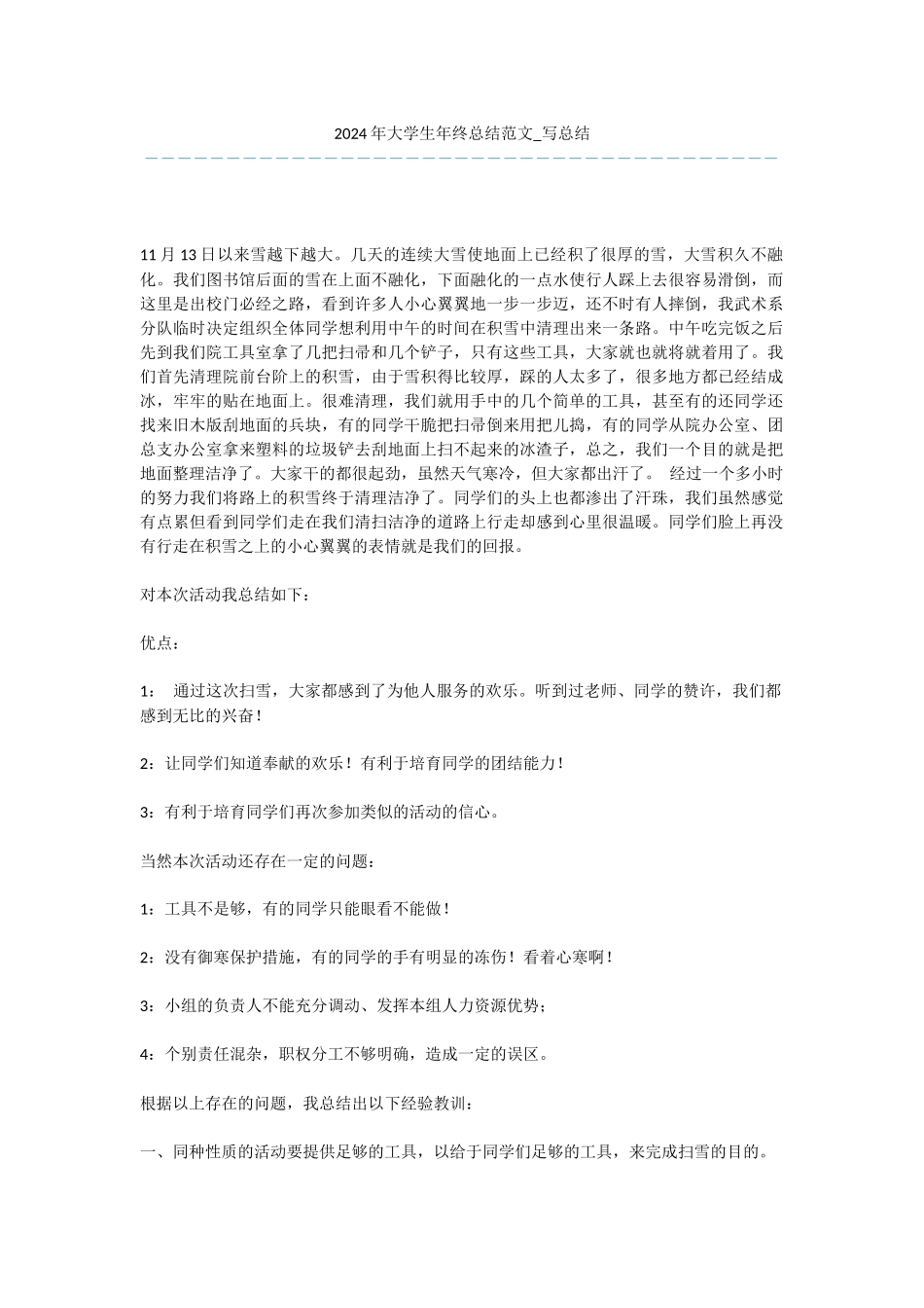 -2024年大学生年终总结范文-写总结_第1页