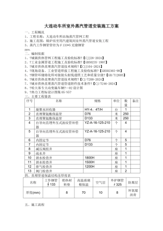 -大连动车所室外蒸汽管道安装施工方案