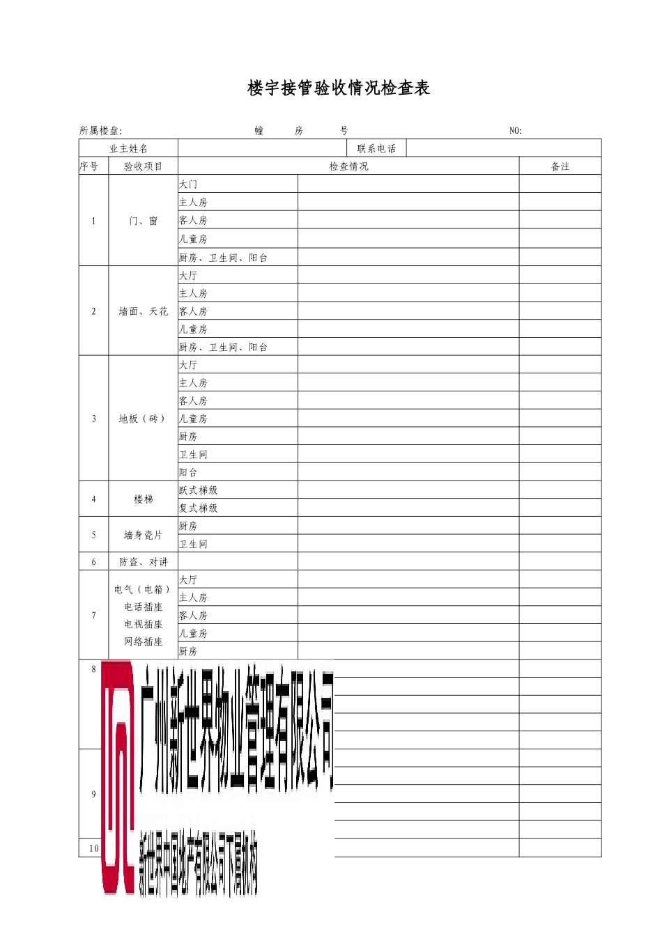 08楼宇接管验收情况检查表WI_第1页