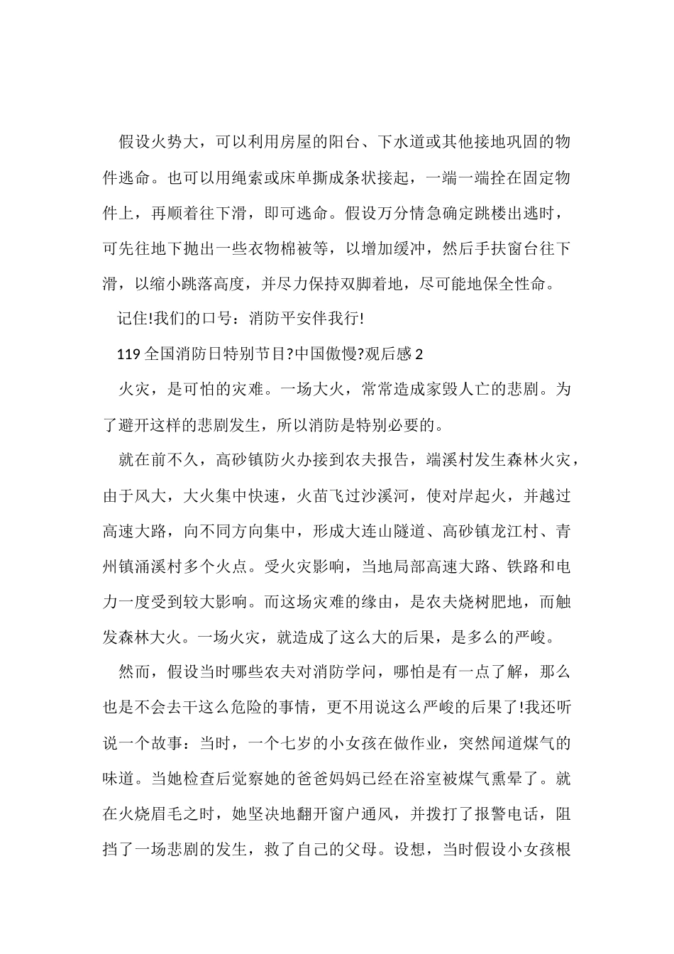 119全国消防日特别节目《中国骄傲》观后感10篇_第2页