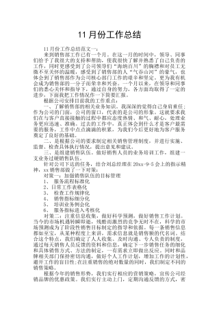 11月份工作总结