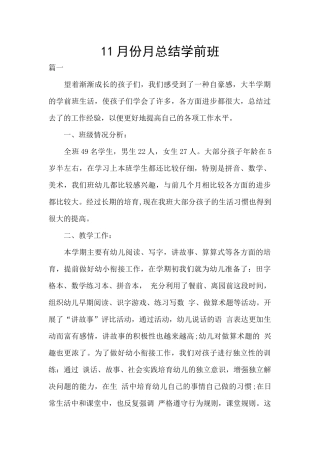 11月份月总结学前班