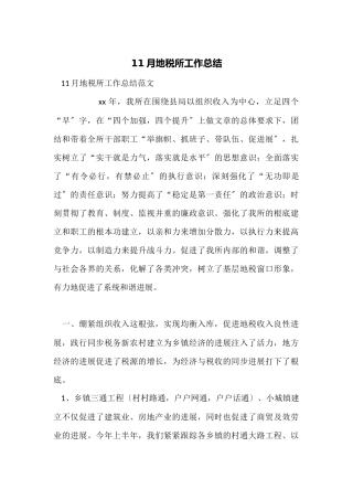 11月地税所工作总结