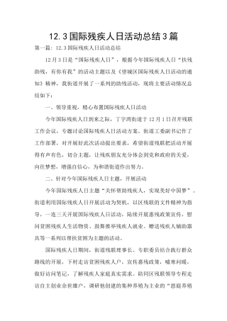 12.3国际残疾人日活动总结3篇