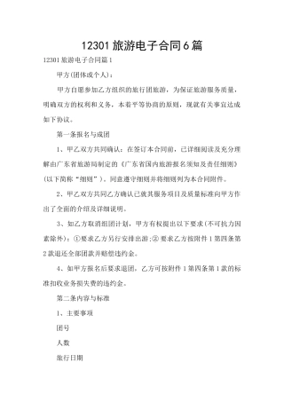 12301旅游电子合同6篇