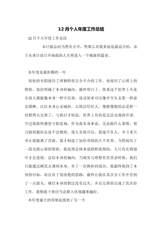 12月个人年度工作总结