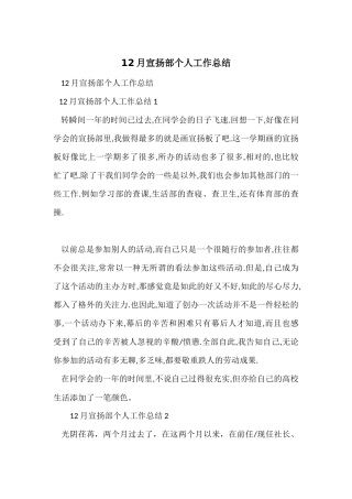 12月宣传部个人工作总结