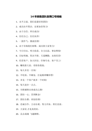 14年销售团队激励口号精编