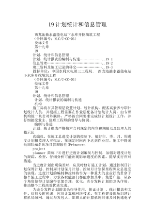 19计划统计和信息管理