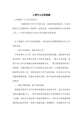 1月个人工作总结