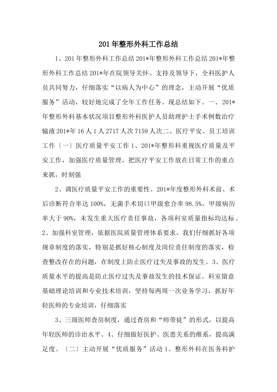 201年整形外科工作总结_第1页