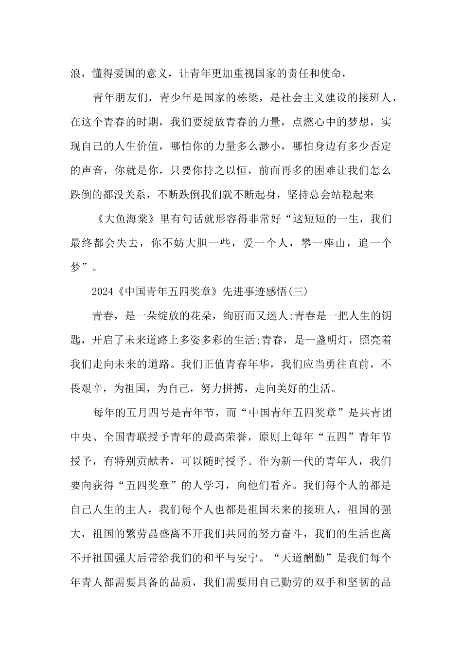 2024《中国青年五四奖章》先进事迹感悟_第3页