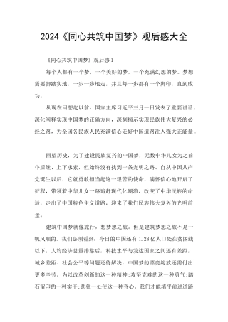 2024《同心共筑中国梦》观后感大全