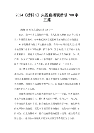 2024《榜样5》央视直播观后感700字五篇