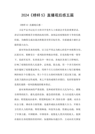 2024《榜样5》直播观后感五篇
