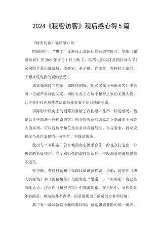 2024《秘密访客》观后感心得5篇