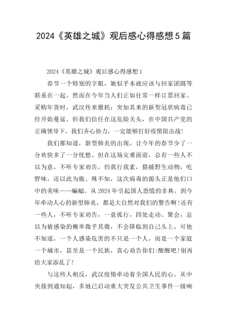 2024《英雄之城》观后感心得感想5篇