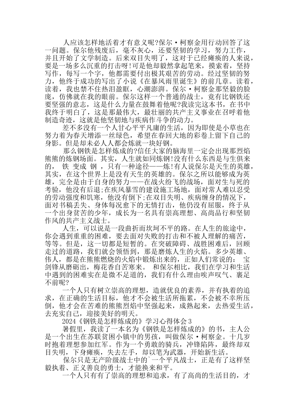 2024《钢铁是怎样炼成的》学习心得体会5篇_第2页
