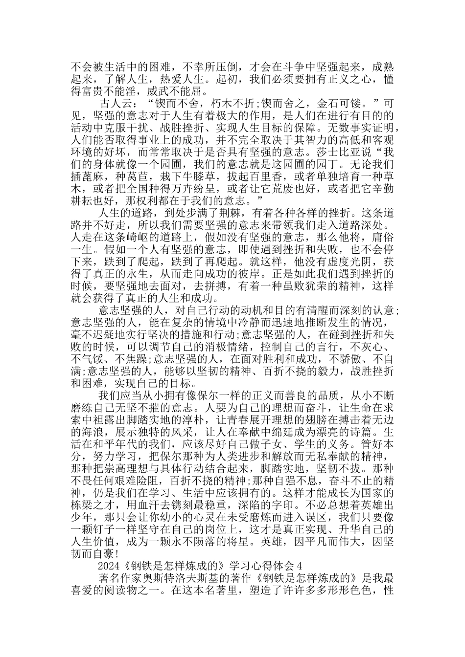 2024《钢铁是怎样炼成的》学习心得体会5篇_第3页
