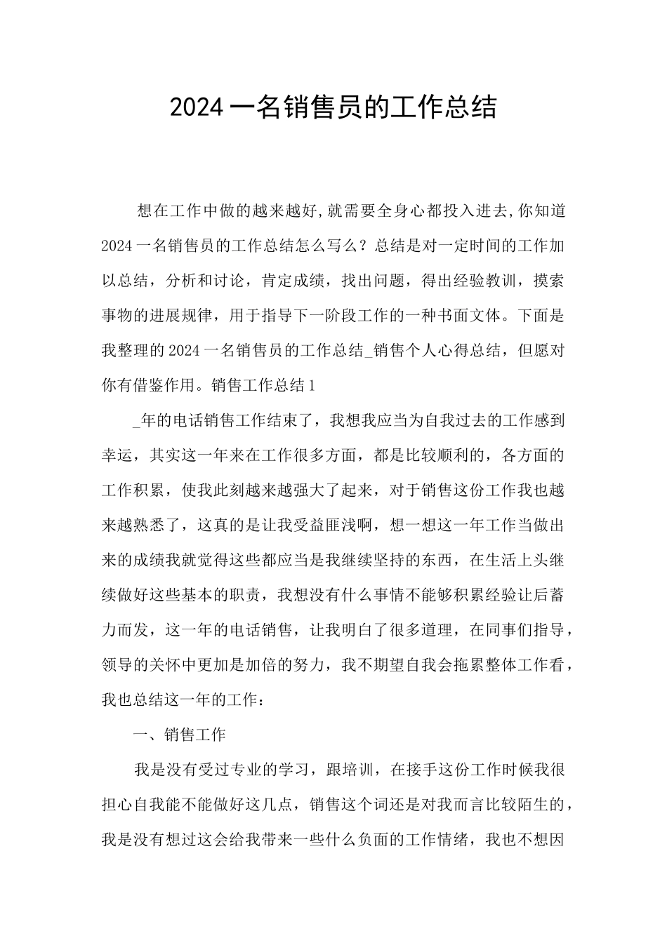 2024一名销售员的工作总结_第1页