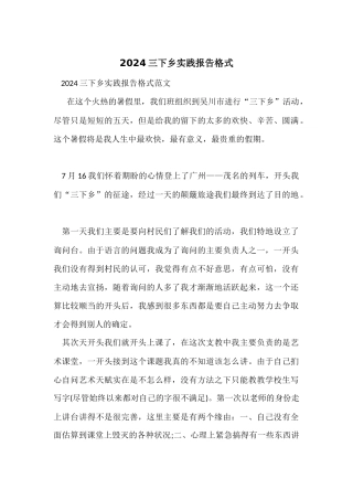 2024三下乡实践报告格式