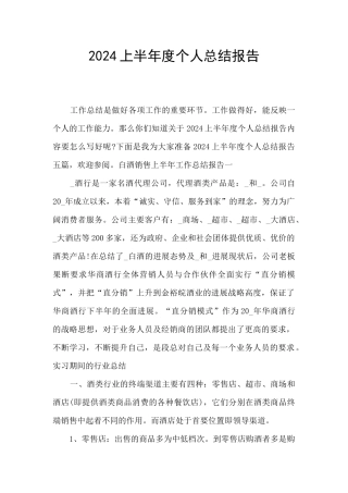 2024上半年度个人总结报告
