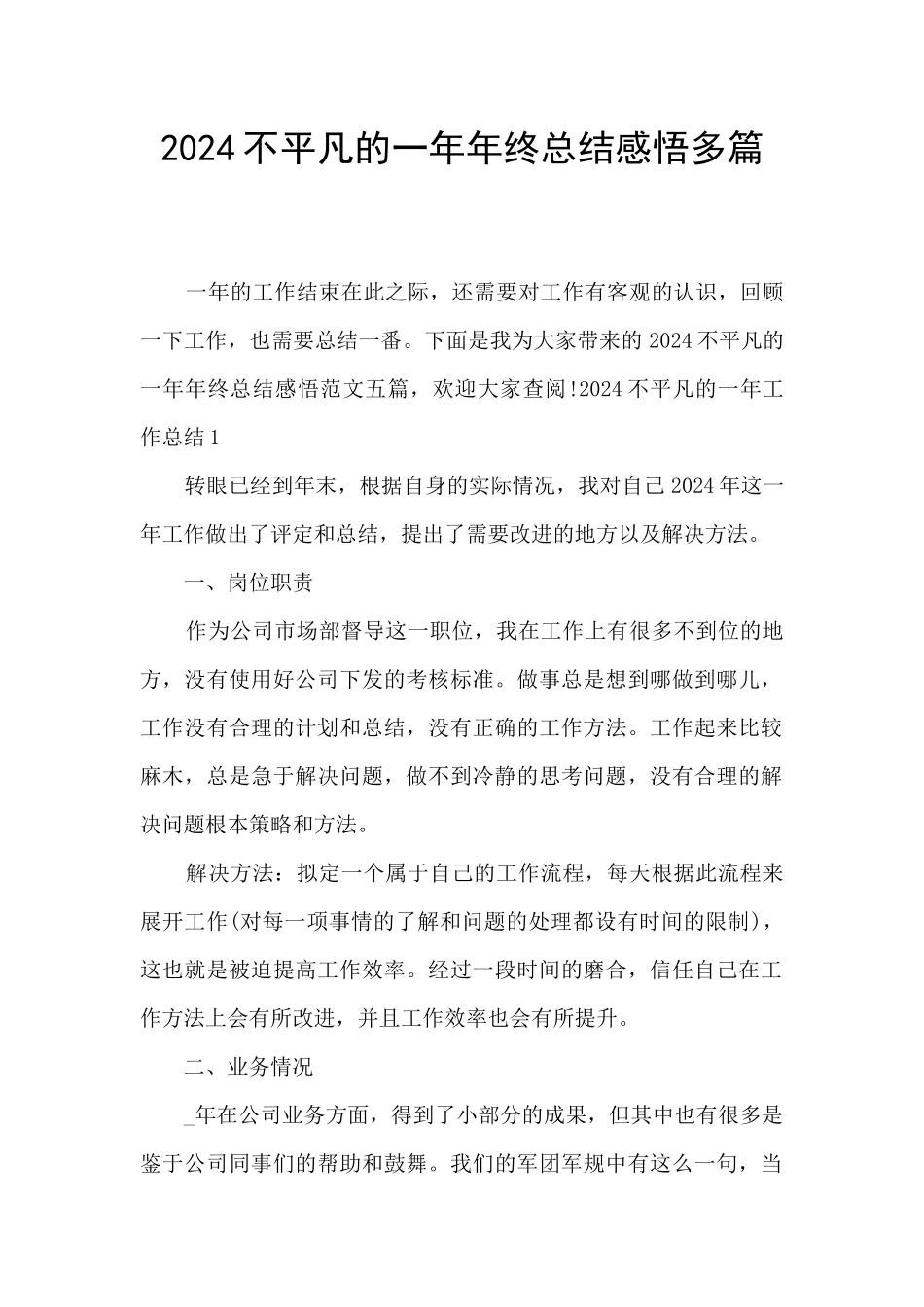 2024不平凡的一年年终总结感悟多篇_第1页