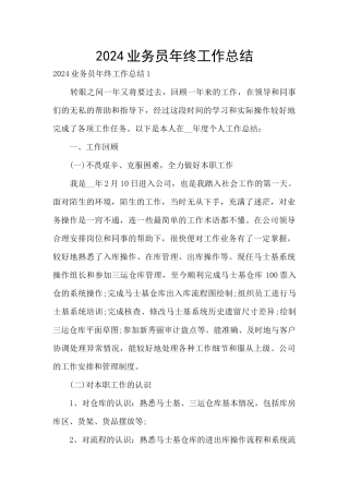 2024业务员年终工作总结