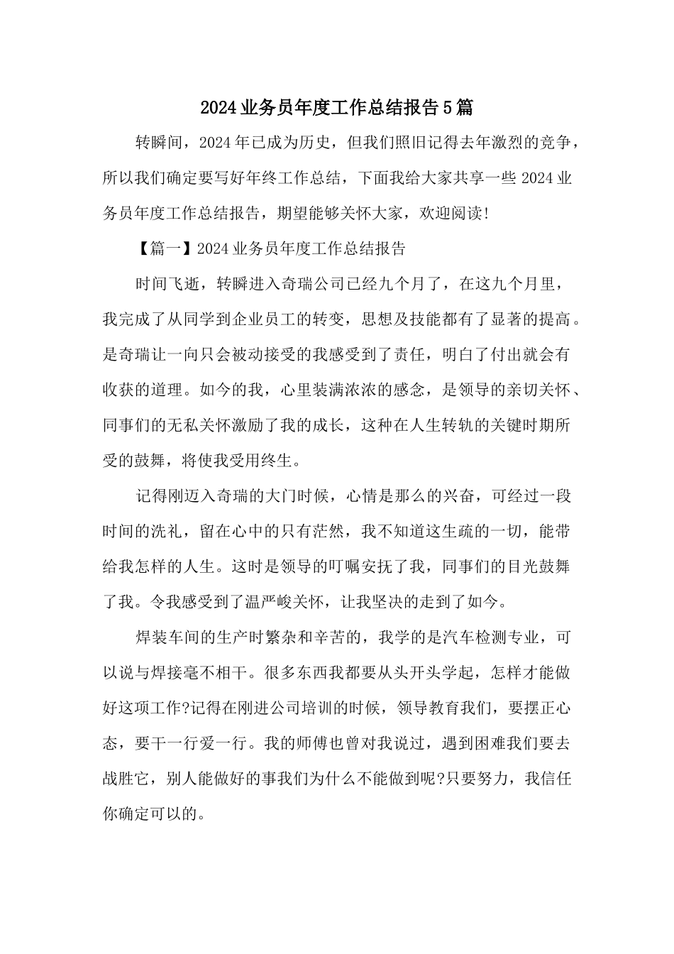 2024业务员年度工作总结报告5篇_第1页