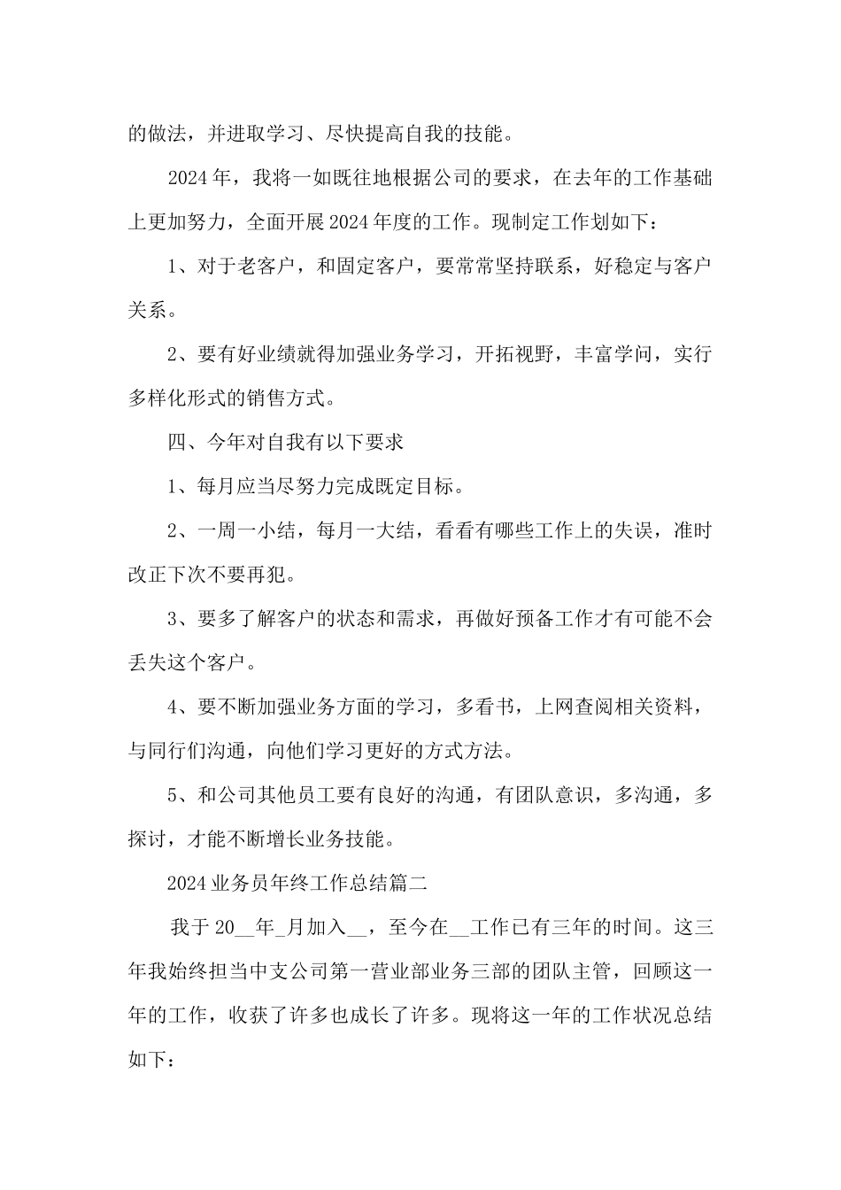 2024业务员年终工作总结多篇范本_第2页