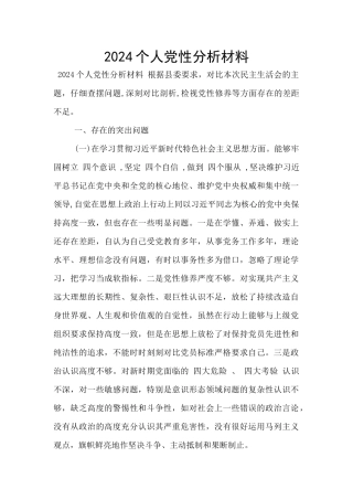 2024个人党性分析材料