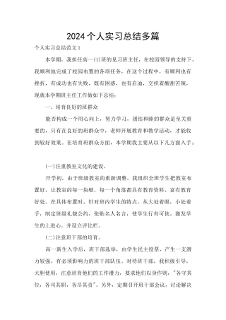 2024个人实习总结多篇