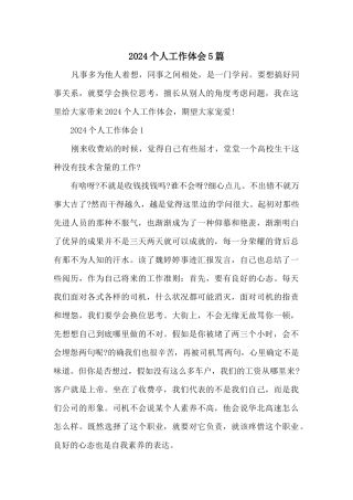 2024个人工作体会5篇