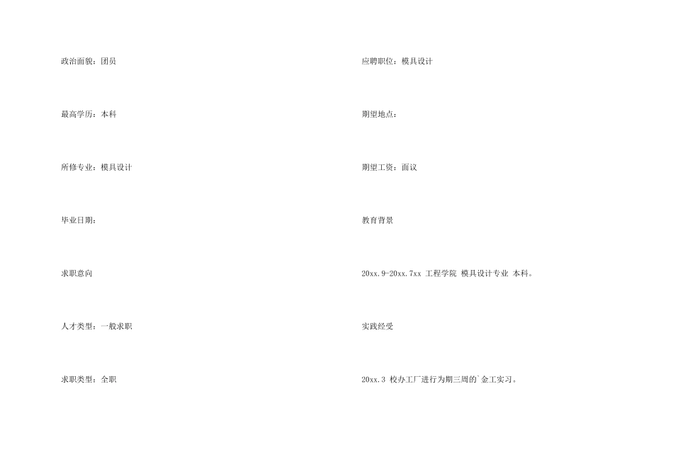 2024个人工作简历模板_第2页